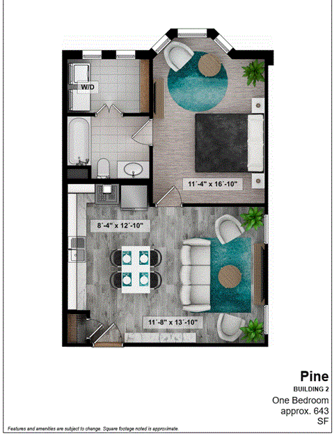a floor plan of our one bedroom apartment at princeton court